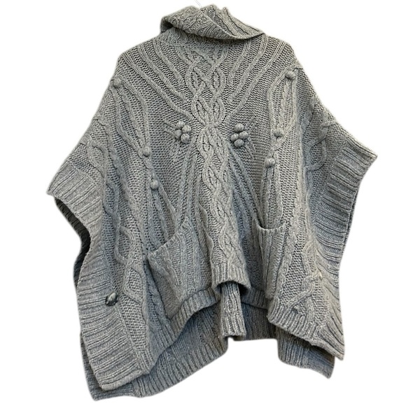 Anthropologie O/S EUC “Sleeping on Snow” wool rabbit hair blend poncho-oversized - Picture 2 of 14